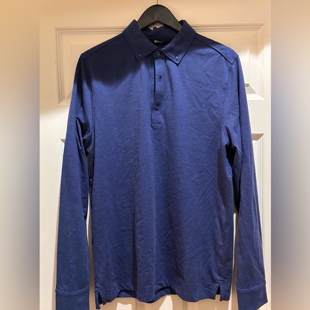 Cutter & Buck Long Sleeve Performance Polo Navy Blue Size M